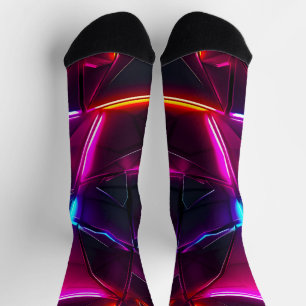 Neon Geometric Abstract Futuristic Cyberpunk Socks