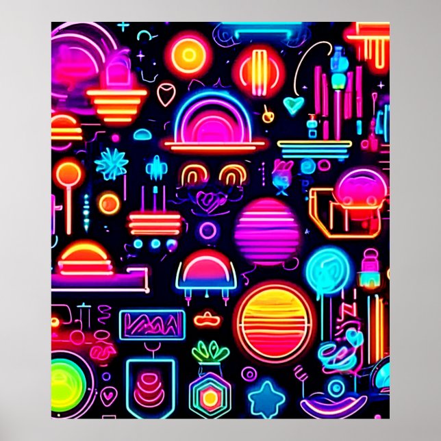 Neon Geometric Abstract Poster (Front)