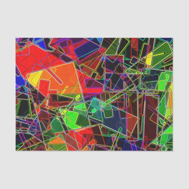 Neon Geometric Fractal Tissue Paper (Front)