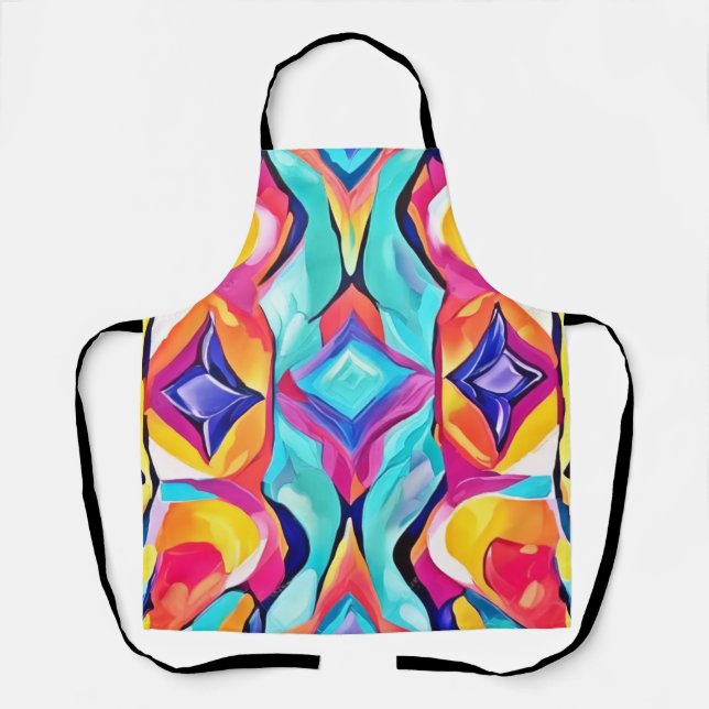 Neon Geometric Fusion Art Apron (Front)