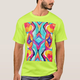 Neon Geometric Fusion Art T-Shirt
