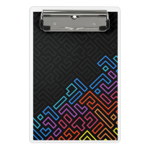 Neon Geometric Maze Mini Clipboard – Modern Colorf