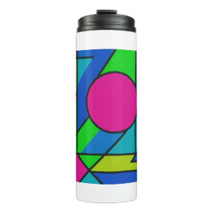 Neon Geometric Pop Art – Abstract Colour Block Des Thermal Tumbler