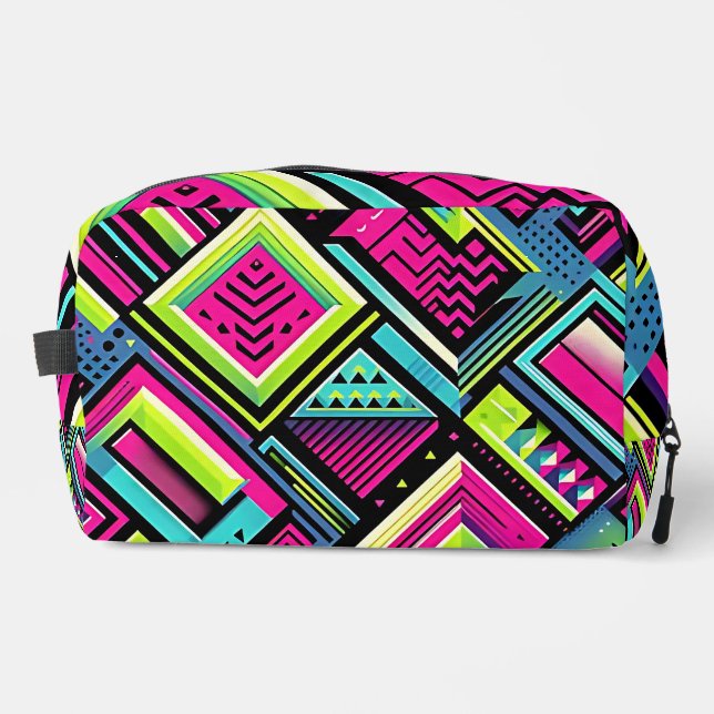 Neon Geometric Retro Vibes Dopp Kit (Front)