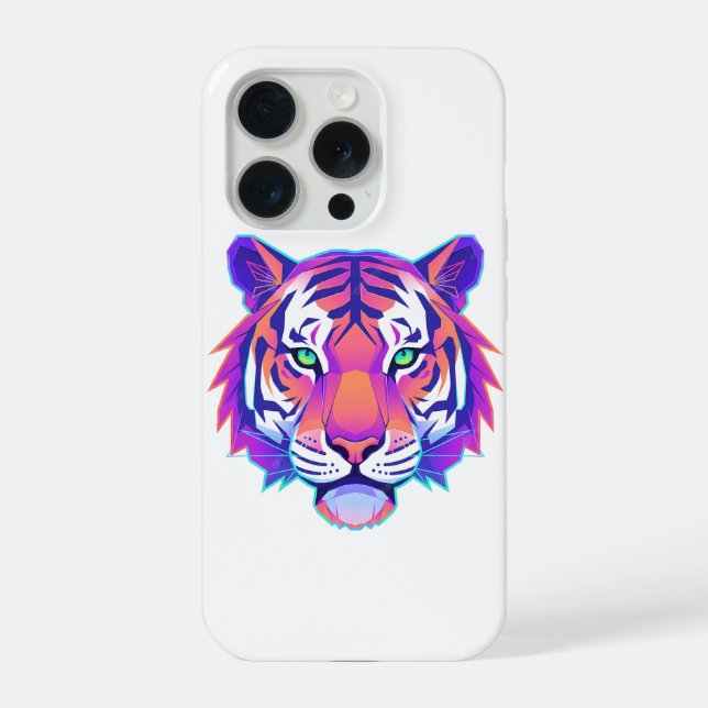 Neon Geometric Tiger iPhone Case (Back)