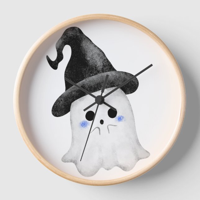 Neon Ghost Clock – Spooky Glow-In-The-Dark Wall Cl (Front)