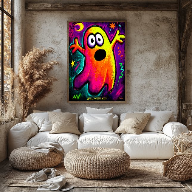 Neon Ghost – Vibrant Cartoon Pop Art Halloween Poster (Creator Uploaded)