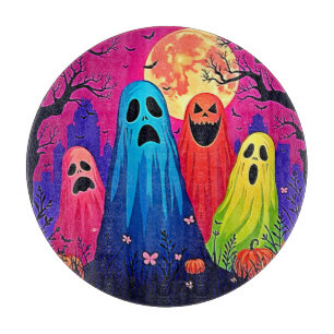 Neon Ghosts' Halloween Party Design Cutting Board