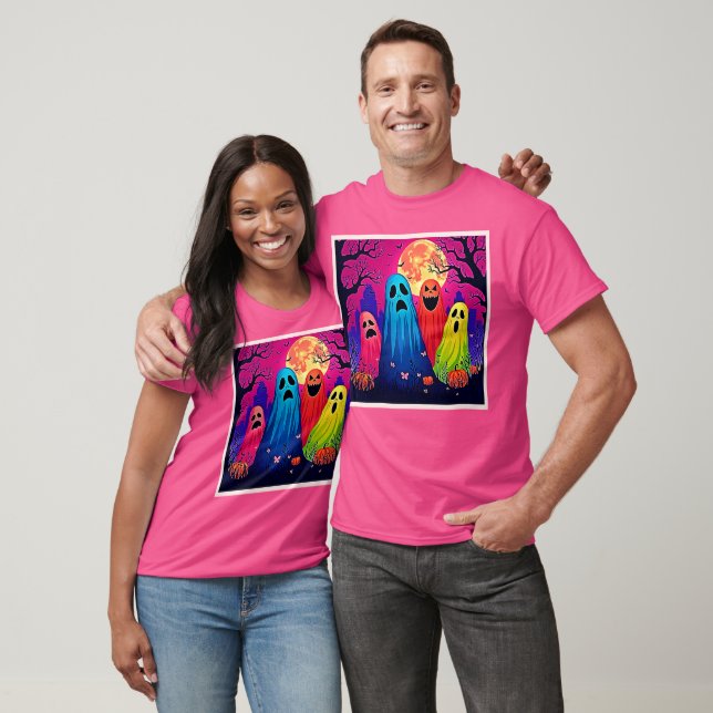 Neon Ghosts' Halloween Party Design T-Shirt (Unisex)