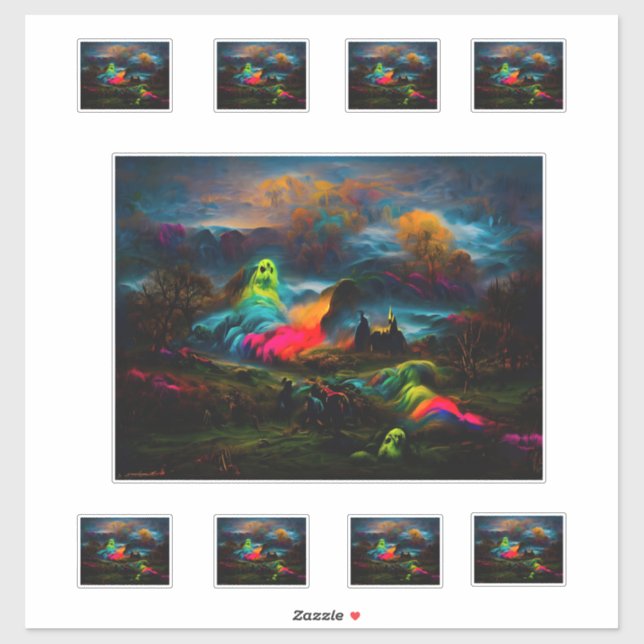 Neon Ghosts in a Haunted Fantasy Landscape (Sheet)