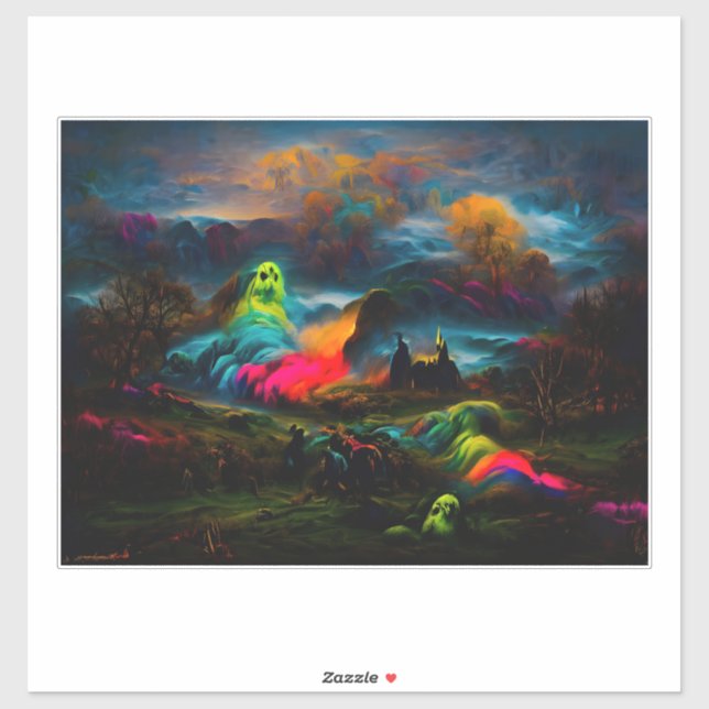 Neon Ghosts in a Haunted Fantasy Landscape (Sheet)