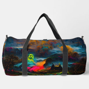 Neon Ghosts in a Haunted Fantasy Landscape Duffle Bag