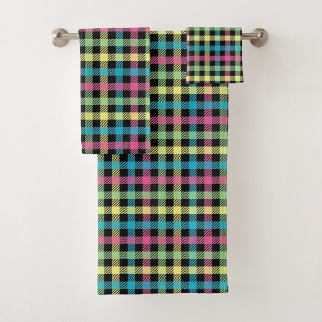 Neon Gingham Bath Towel Set (Insitu)