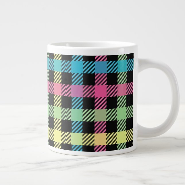 Neon Gingham Large Coffee Mug (Right)