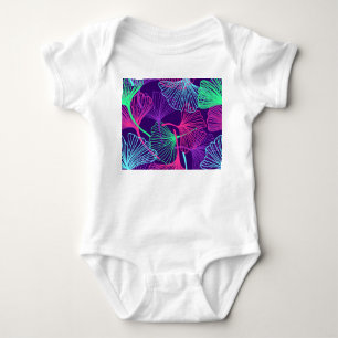 Neon Gingko Leaves: Bright Floral. Baby Bodysuit