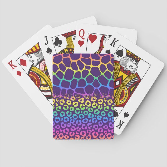 Neon Giraffe and Leopard Playing Cards (Back)
