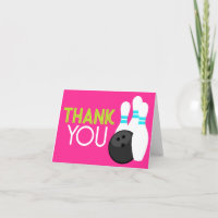 Neon Girl Bowling Thank You Cards