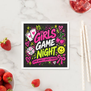 Neon Girls Game Night Napkins