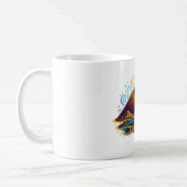 Neon Giza Pyramids Line Art Mug (Left)