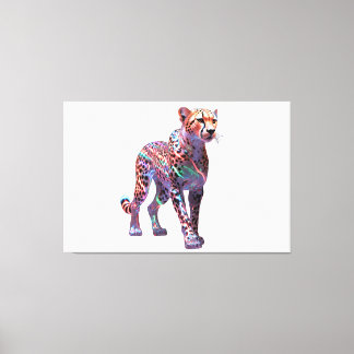 Neon Glass Cheetah Art – Colorful Energy Speed Ani Canvas Print