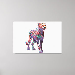 Neon Glass Cheetah Art – Colourful Energy Speed An Canvas Print