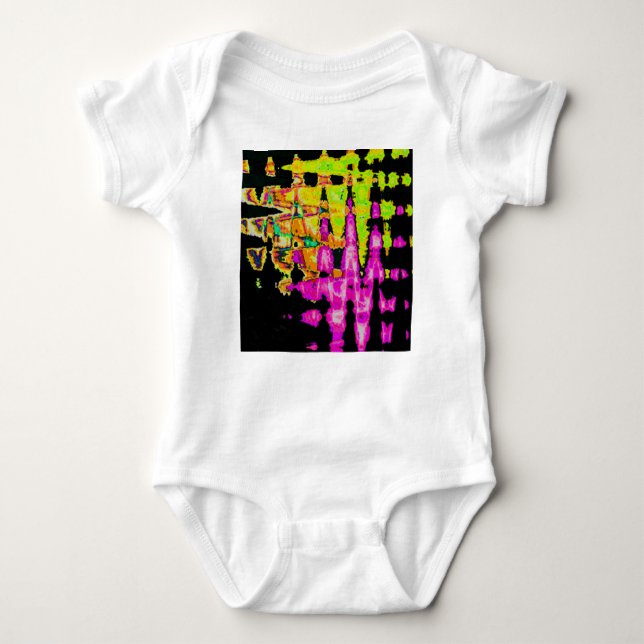 Neon Glitch Abstract Art Poster Print Baby Bodysuit (Front)
