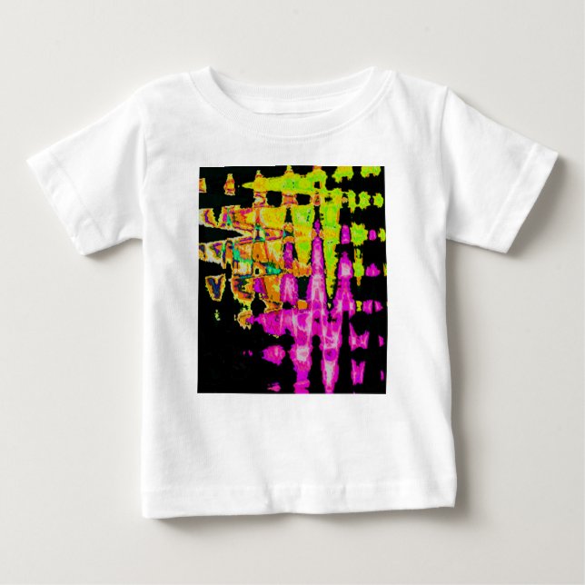 Neon Glitch Abstract Art Poster Print Baby T-Shirt (Front)