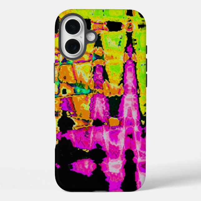 Neon Glitch Abstract Art Poster Print Case-Mate iPhone Case (Back)