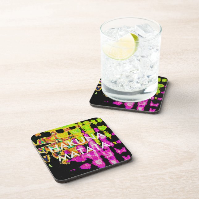 Neon Glitch Abstract Art Poster Print Coaster (Right Side)