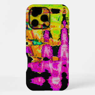 Neon Glitch Abstract Art Poster Print iPhone 16 Pro Max Case