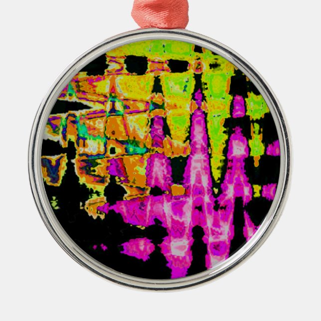 Neon Glitch Abstract Art Poster Print Metal Tree Decoration (Front)