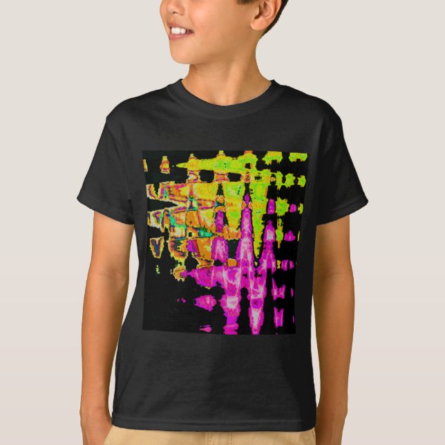 Neon Glitch Abstract Art Poster Print T-Shirt (Front)