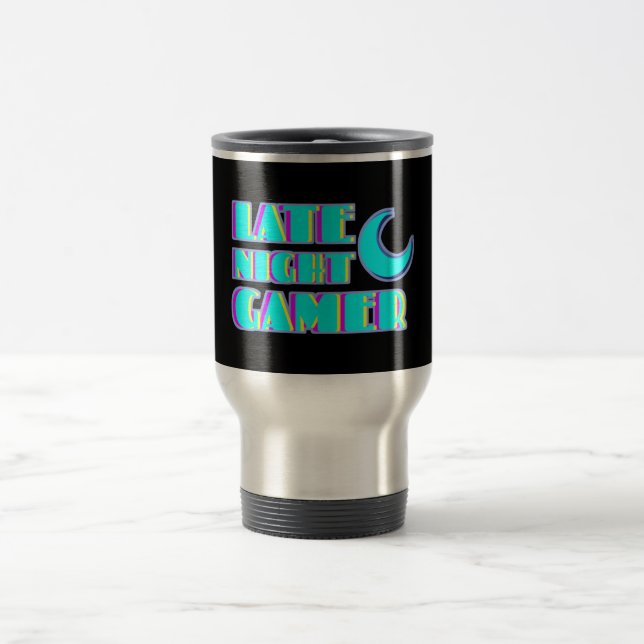 Neon Glitch Gamer Travel Mug | Synthwave (Center)