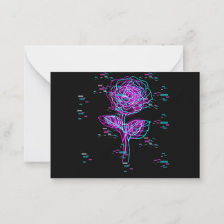 Neon Glitch Rose Design Card