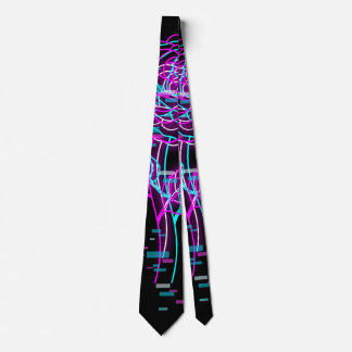 Neon Glitch Rose Design Tie