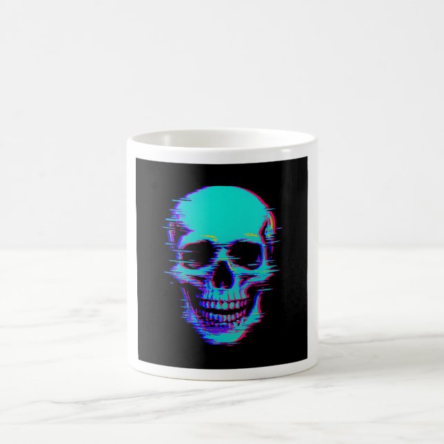 Neon Glitch Skull Mug – Cyber Relic (Center)