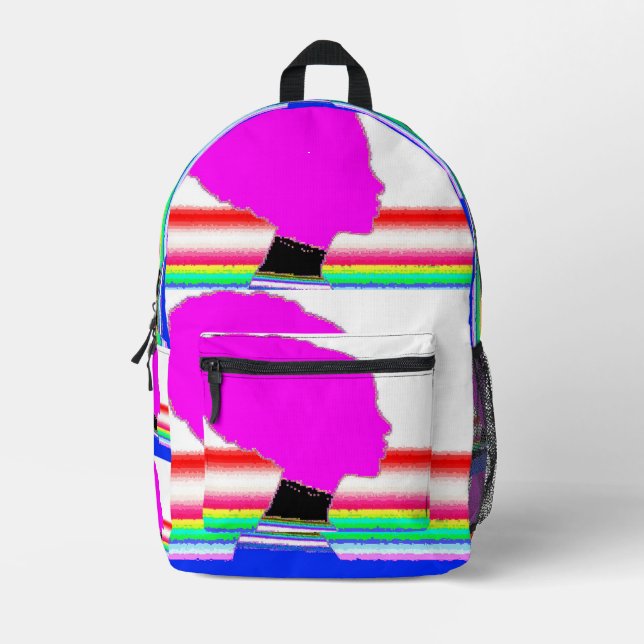 Neon Glitch – Striped Art Backpack (Front)