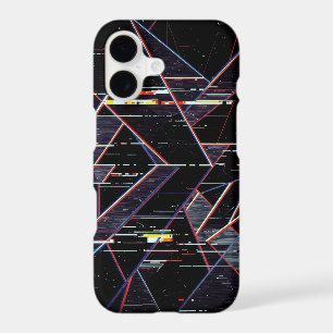 Neon Glitchcore Geometric Shapes on Black