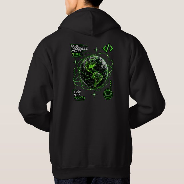 Neon Globe Future Code Hoodie (Back)