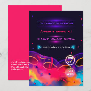 Neon Glow Birthday Party Invitation