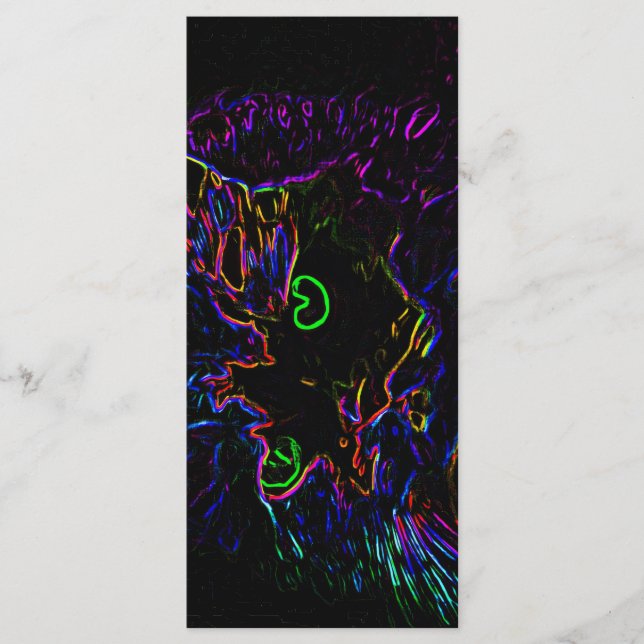 Neon Glow Cat Bookmark  Menu (Front)