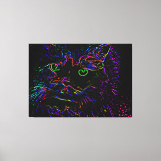 Neon Glow Cat Canvas Print