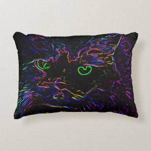 Neon Glow Cat Decorative Cushion