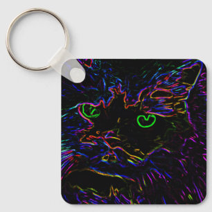 Neon Glow Cat Key Ring
