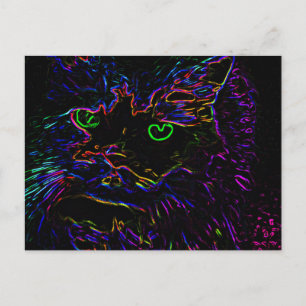 Neon Glow Cat Postcard