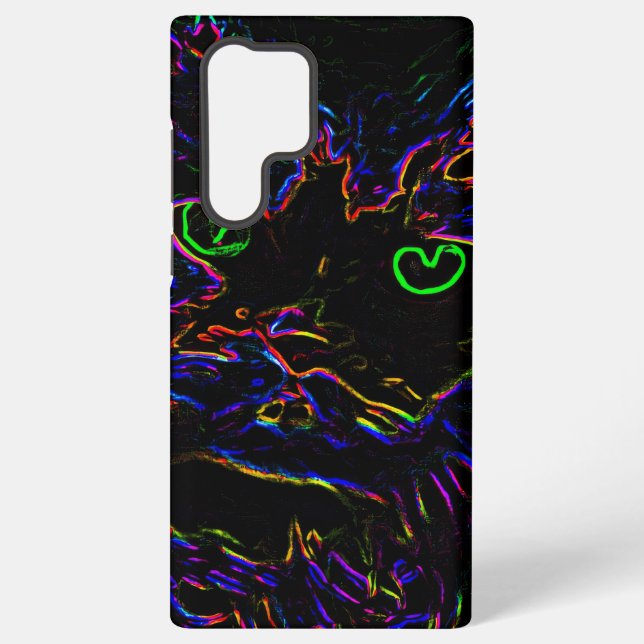 Neon Glow Cat Samsung Galaxy S22 Ultra Case (Back)