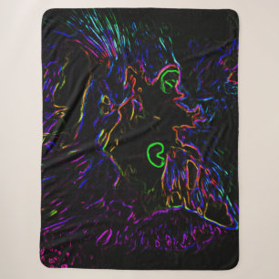 Neon Glow Cat Sherpa Blanket