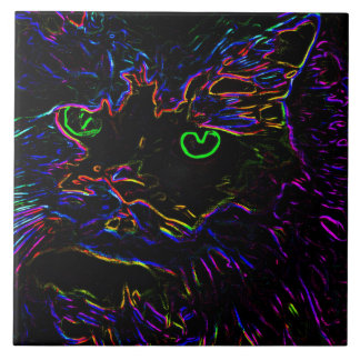 Neon Glow Cat Tile