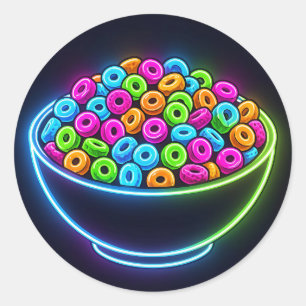 Neon Glow Cereal Bowl Classic Round Sticker