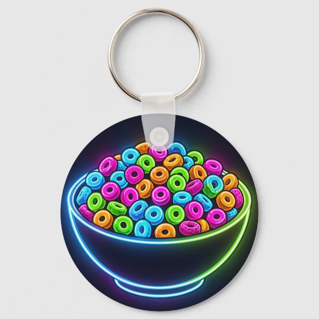Neon Glow Cereal Bowl Key Ring (Front)